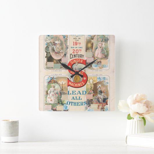 Singer naaimachine advertentie Vierkante Klok (Huis)