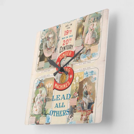 Singer naaimachine advertentie Vierkante Klok (Hoek)