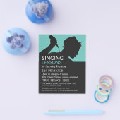 Singer Silhouette, Vocalistisch Lessons Adverteren Flyer (Enkel)