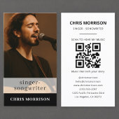 Singer Songwriter Muziek QR Code Foto Visitekaartje