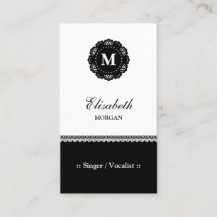 Singer/Vocalist - Elegant Black Lace Monogram Visitekaartje