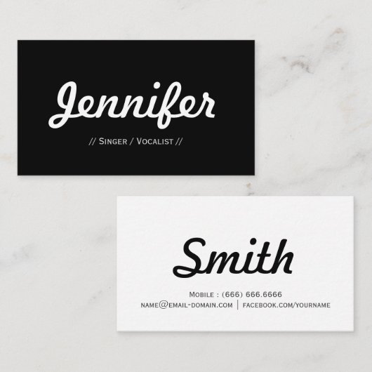 Singer/Vocalist - Minimale Eenvoudige beknelling Visitekaartje (Voorkant / Achterkant)