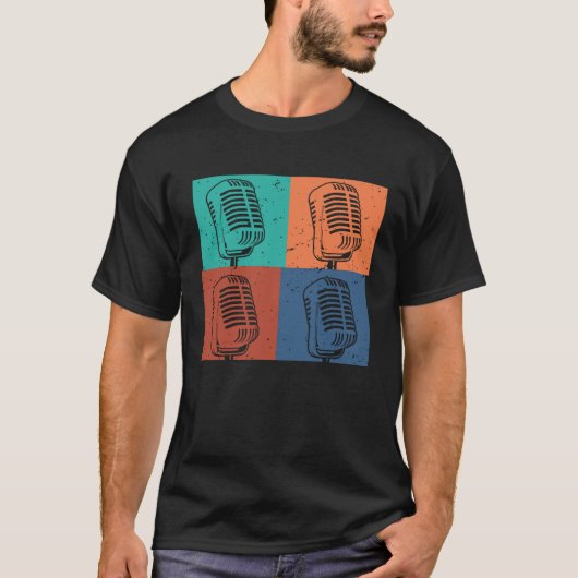 Singer Vocalist Musician  Retro Microphone Singing T-shirt (Voorkant)