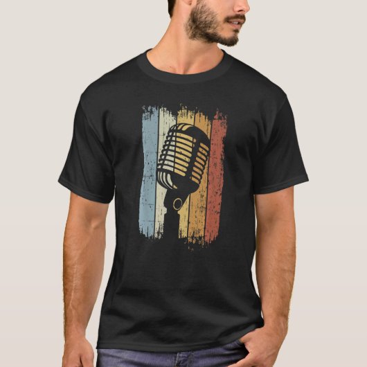 Singer Vocalist Musician Retro Microphone Singing T-shirt (Voorkant)