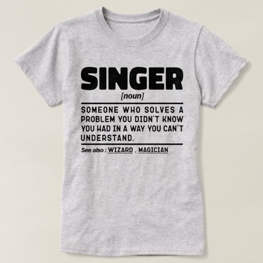 Singer zelfstandig naamwoord definitie zangliefheb t-shirt (Design voorkant)