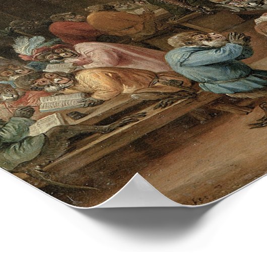 Singerie: apen die optreden als mensen op de kunst poster (Hoek)