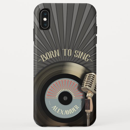 Singers Retro Microphone en Vinyl 45 Case-Mate iPhone Case (Achterkant)