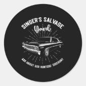 Singers Salvage Yard Hunters Funny Spn  Ronde Sticker (Voorkant)