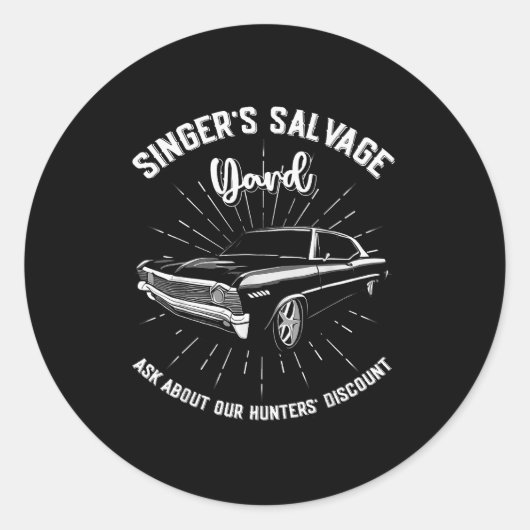 Singers Salvage Yard Hunters Funny Spn  Ronde Sticker (Voorkant)