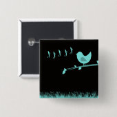 Singing Abstract Birdie Vierkante Button 5,1 Cm (Voorkant /achterkant)