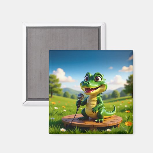 Singing Alligator Andy – Cute Kids  Magneet (Voorkant / Achterkant)