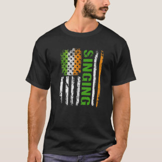 Singing American Flag Distressed St Patrick's Day T-shirt