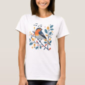 Singing Bird on Branch T-Shirt – Natuur & Muziek G (Voorkant)