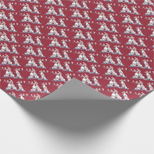 Singing Cariou Kerstfeestdag rood Cadeaupapier (Hoek)