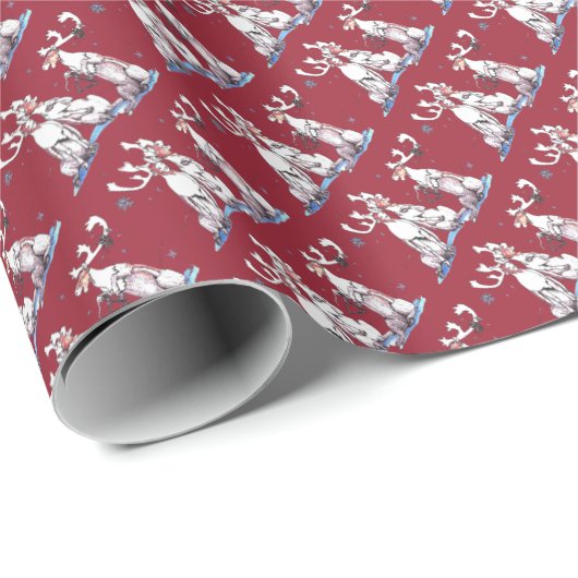 Singing Cariou Kerstfeestdag rood Cadeaupapier (Rol Hoek)