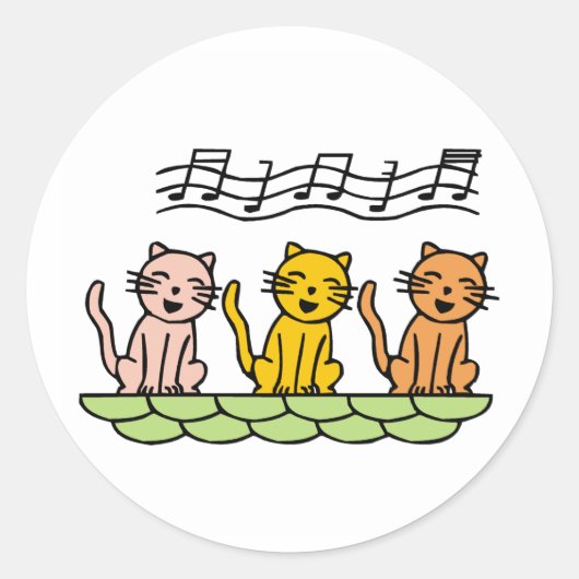 Singing Cat Ronde Sticker (Voorkant)