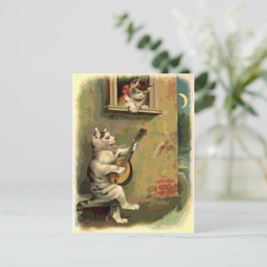 Singing Cat,  stijl Briefkaart (Staand voorkant)