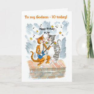 Singing Cats 10th Fun Birthday Kaart voor een Gods