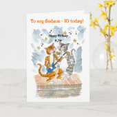 Singing Cats 10th Fun Birthday Kaart voor een Gods (Gele Bloem)