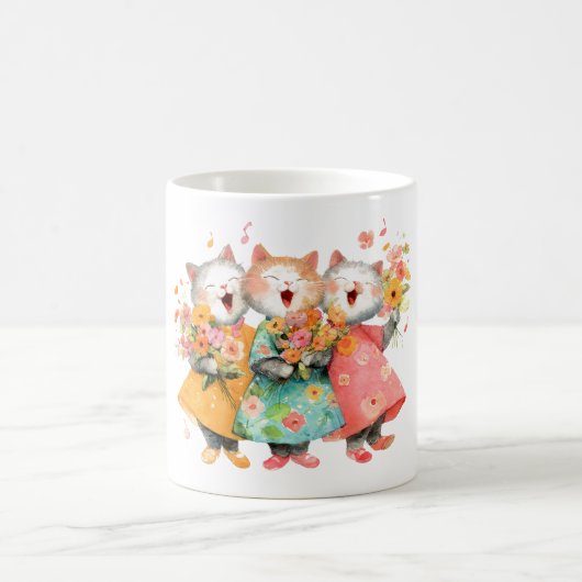 Singing Cats Holding Bouquets Koffiemok (Center)