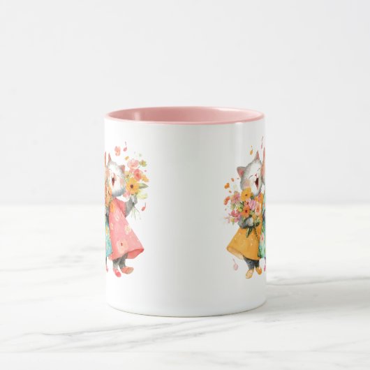 Singing Cats Holding Bouquets Mok (Midden)