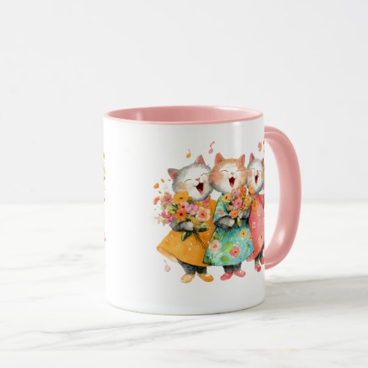 Singing Cats Holding Bouquets Mok (Voorkant rechts)