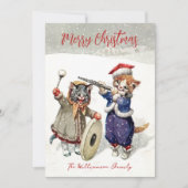 Singing Cats Jolly Whishes Christmas Holiday Card Feestdagenkaart (Voorkant)