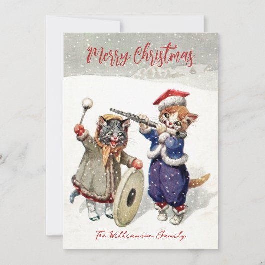 Singing Cats Jolly Whishes Christmas Holiday Card Feestdagenkaart (Voorkant)