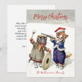 Singing Cats Jolly Whishes Christmas Holiday Card Feestdagenkaart (Voorkant / Achterkant)