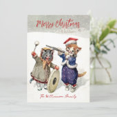 Singing Cats Jolly Whishes Christmas Holiday Card Feestdagenkaart (Staand voorkant)