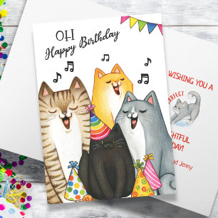 Singing Cats Verjaardag Kaart – Schattigee Kattenk