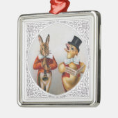 Singing Chicken and Horn-Baling Bunny Metalen Ornament (Links)
