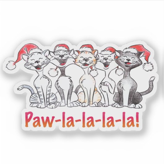 Singing Christmas Cats with Santa Hats Sticker (Voorkant)