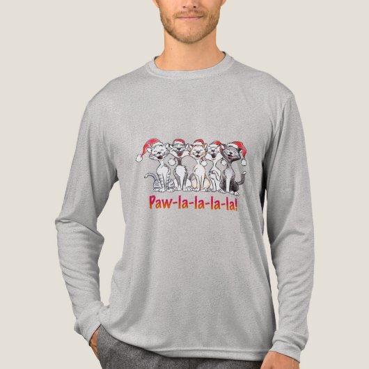 Singing Christmas Cats with Santa Hats Tri-Blend Shirt (Voorkant volledig)