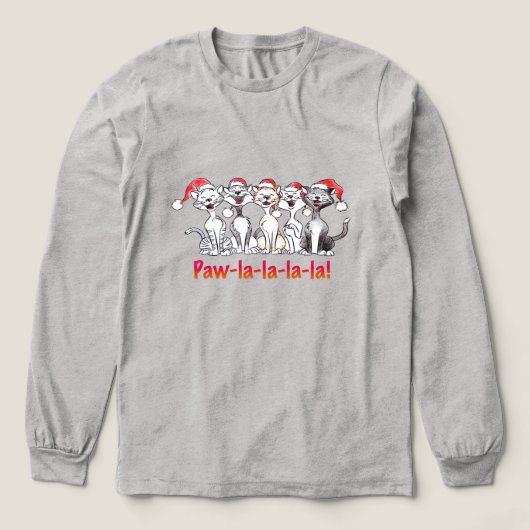 Singing Christmas Cats with Santa Hats Tri-Blend Shirt (Voorkant)