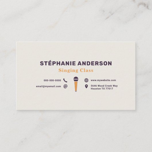 Singing Class Visitekaartje (Achterkant)