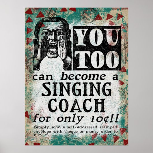 Singing Coach - Funny  Retro Poster (Voorkant)