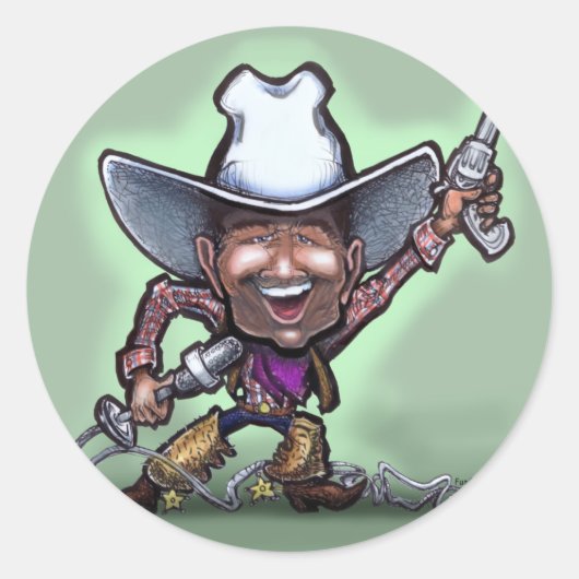Singing Cowboy Ronde Sticker (Voorkant)