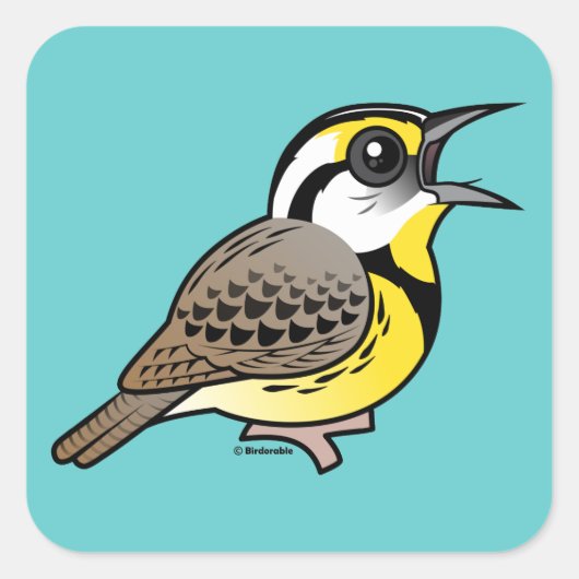 Singing Eastern Meadowlark Vierkante Sticker (Voorkant)