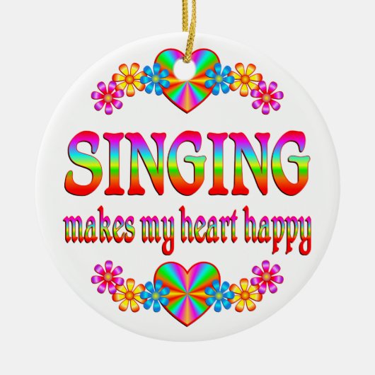 Singing Heart Happy Keramisch Ornament (Voorkant)