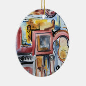 Singing In The Kitchen-Hand Painted Abstract Art Keramisch Ornament (Rechts)