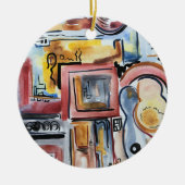 Singing In The Kitchen-Hand Painted Abstract Art Keramisch Ornament (Voorkant)