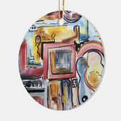 Singing In The Kitchen-Hand Painted Abstract Art Keramisch Ornament (Links)