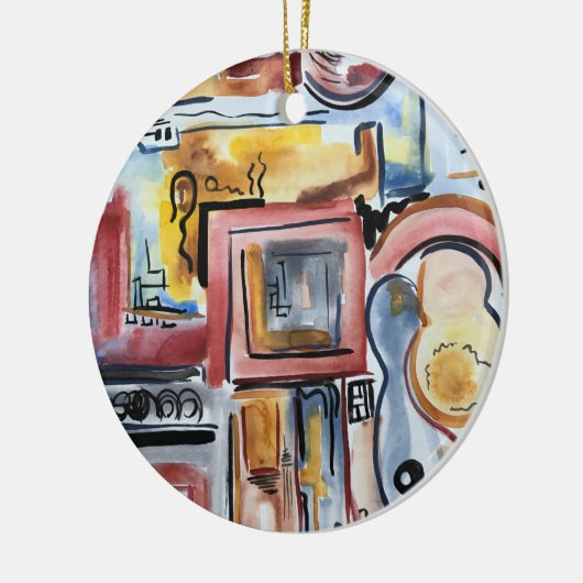 Singing In The Kitchen-Hand Painted Abstract Art Keramisch Ornament (Links)