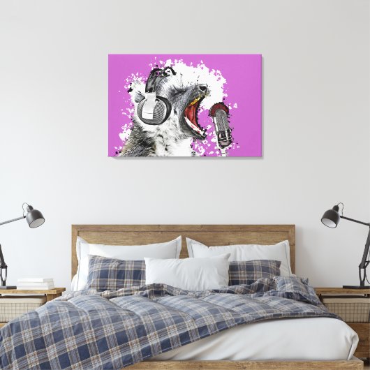 Singing Lemur Comic Art  Canvas Afdruk (Insitu (Slaapkamer))