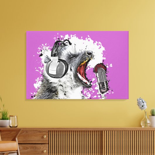 Singing Lemur Comic Art Canvas Afdruk (Insitu (Woonkamer))