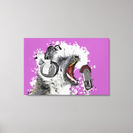 Singing Lemur Comic Art Canvas Afdruk