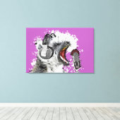 Singing Lemur Comic Art  Canvas Afdruk (Insitu (Houten vloer))