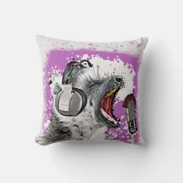 Singing Lemur Comic Art Kussen (Voorkant)