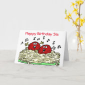 "SINGING MEATBALL" ALLEEN VOOR ***SIS** VERJAARDAG KAART (Gele Bloem)